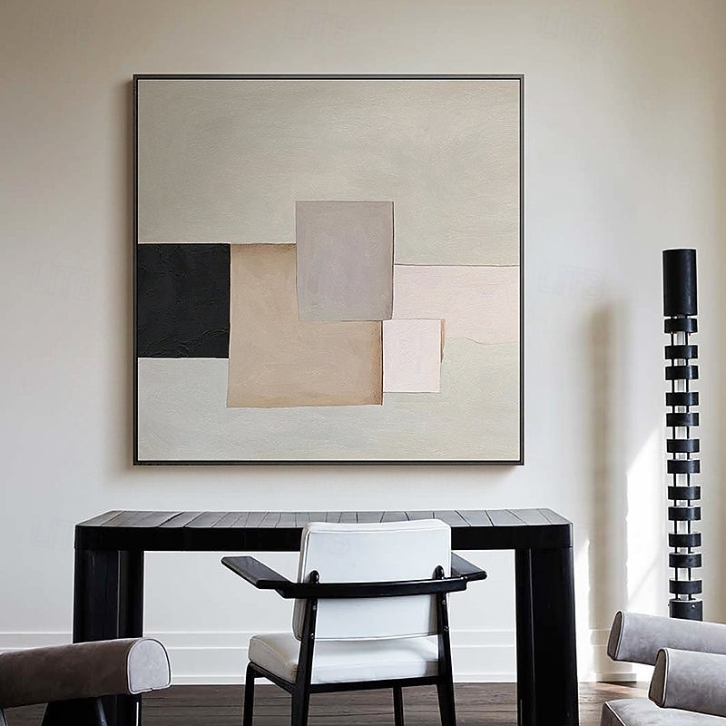 3D Oil painting handmade Beige Wabi Sabi oil painting hand painted Wall Art Black Beige pattle knife Painting Large Black orange oil painting Wall Art Beige Textured Painting for living room Decor 2026 - $108.99 –P6