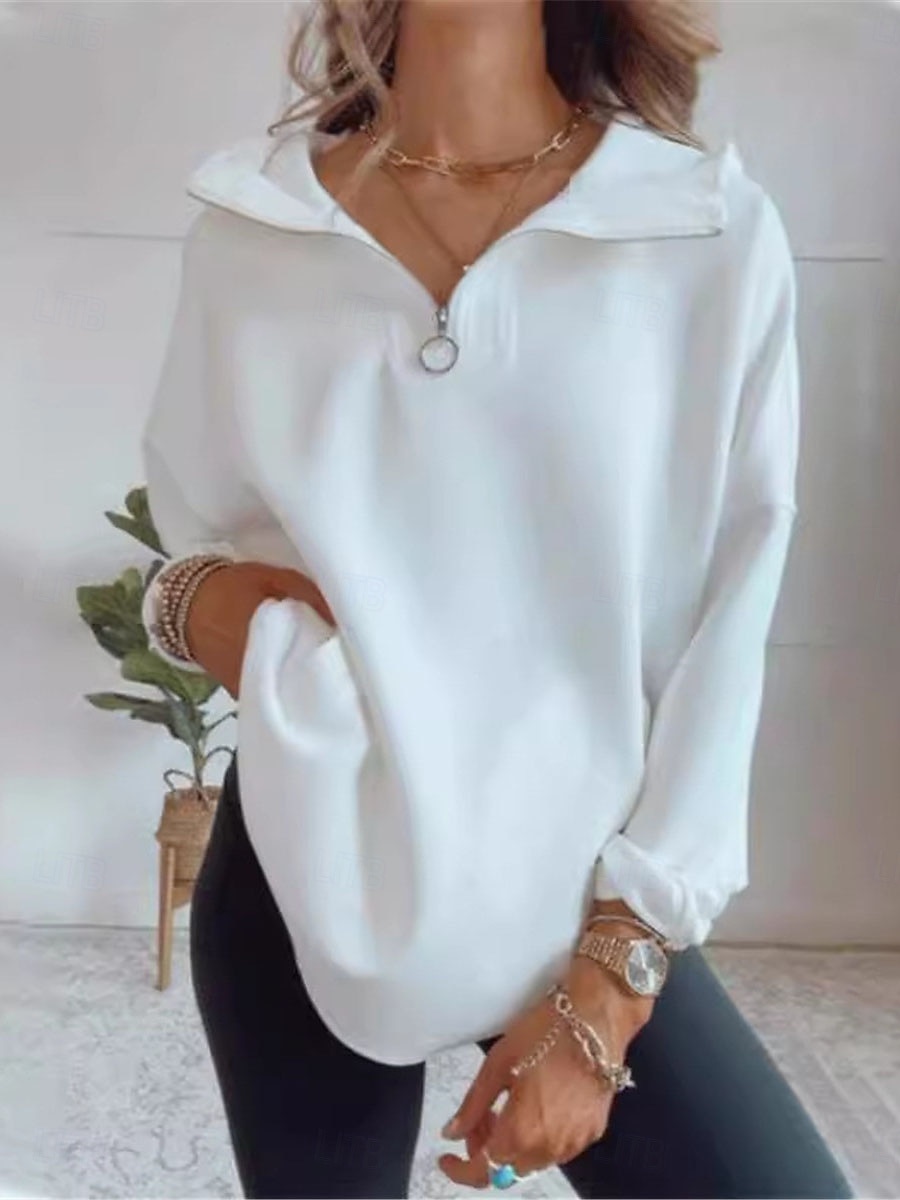 női pulóver alkalmi sima utcai napi ruha garbó patchwork hosszú ujjú fehér khaki szürke ősz tél 2025 - $35.99 –P1