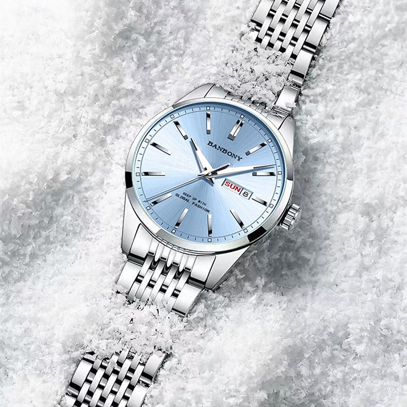 Uusi muotitrendi mineraalivahvistettu lasilinssi vedenkestävä yövalo kalenteri sunnuntain näyttö liiketoiminta vapaa-ajan urheilu kaunis ja tyylikäs miesten kello 2025 - $23.99 –P4