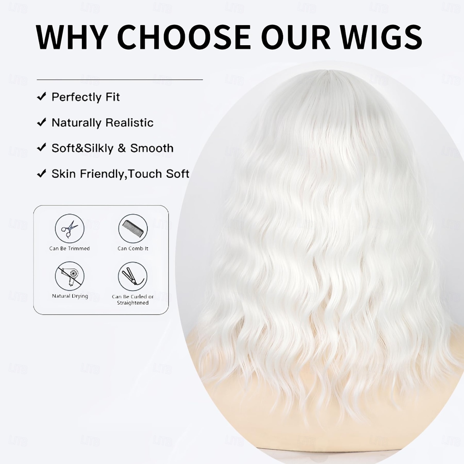 White Wig -Short White Wavy Wigs for Women 14 inch Shoulder Length Natural Looking Synthetic Wig Heat Resistant Fiber Wigs for Daily Party Use Christmas Party Wigs 2026 - $18.99 –P4