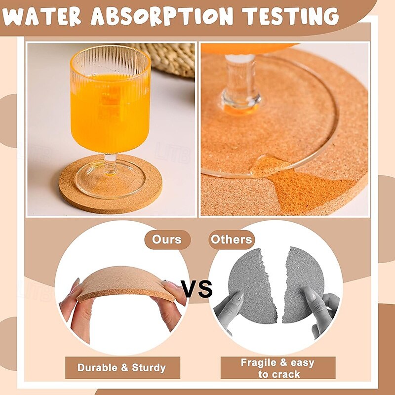10/20 stuks kurken onderzetters voor drank absorberende thee of koffie onderzetters set ronde hittebestendige bar onderzetters herbruikbare tafel blanco onderzetters cadeaus voor wijn glas beker mok 2026 - $10.99 –P8