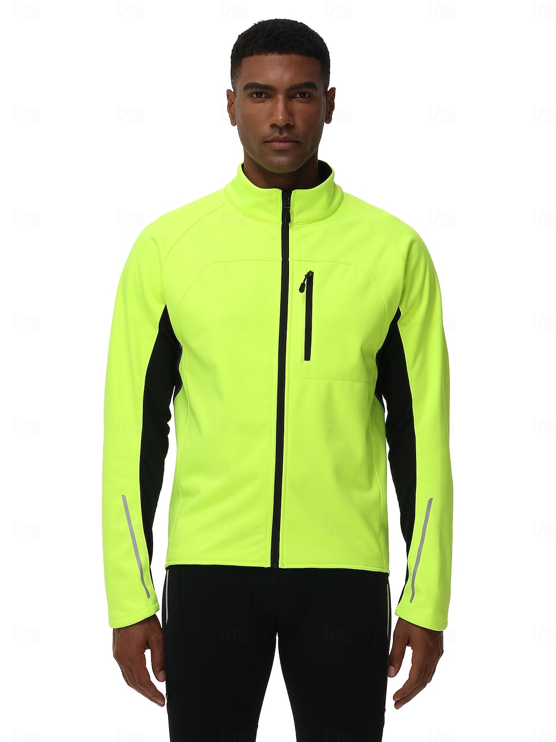 Herr Cykeljacka Vindtät jacka Fleece-jacka Vinter Håller värmen Fleecefoder Vindtät Mateial som andas Cykel Träningsoverall Vindjackor Svart Grön Cykelkläder 2025 - $61.99 –P7
