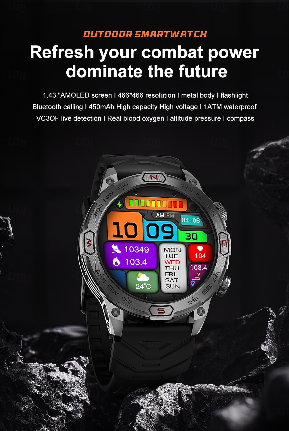 KC86 Smart Watch 1.43 AMOLED Screen 1ATM Waterproof Compass Altitude Barometer LED Flashlight Sports Watch 2025 - $61.99 –P1