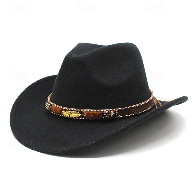 Homme Chapeau du Kentucky Derby Chapeau de Soleil Chapeau de Cowboy Chapeau Fedora Trilby Noir Rouge Laineux Le style rétro Mode 18ème Siècle État du Texas Quotidien Le thème de la fête Couleur Unie de 2025 ? $21.99 –P2