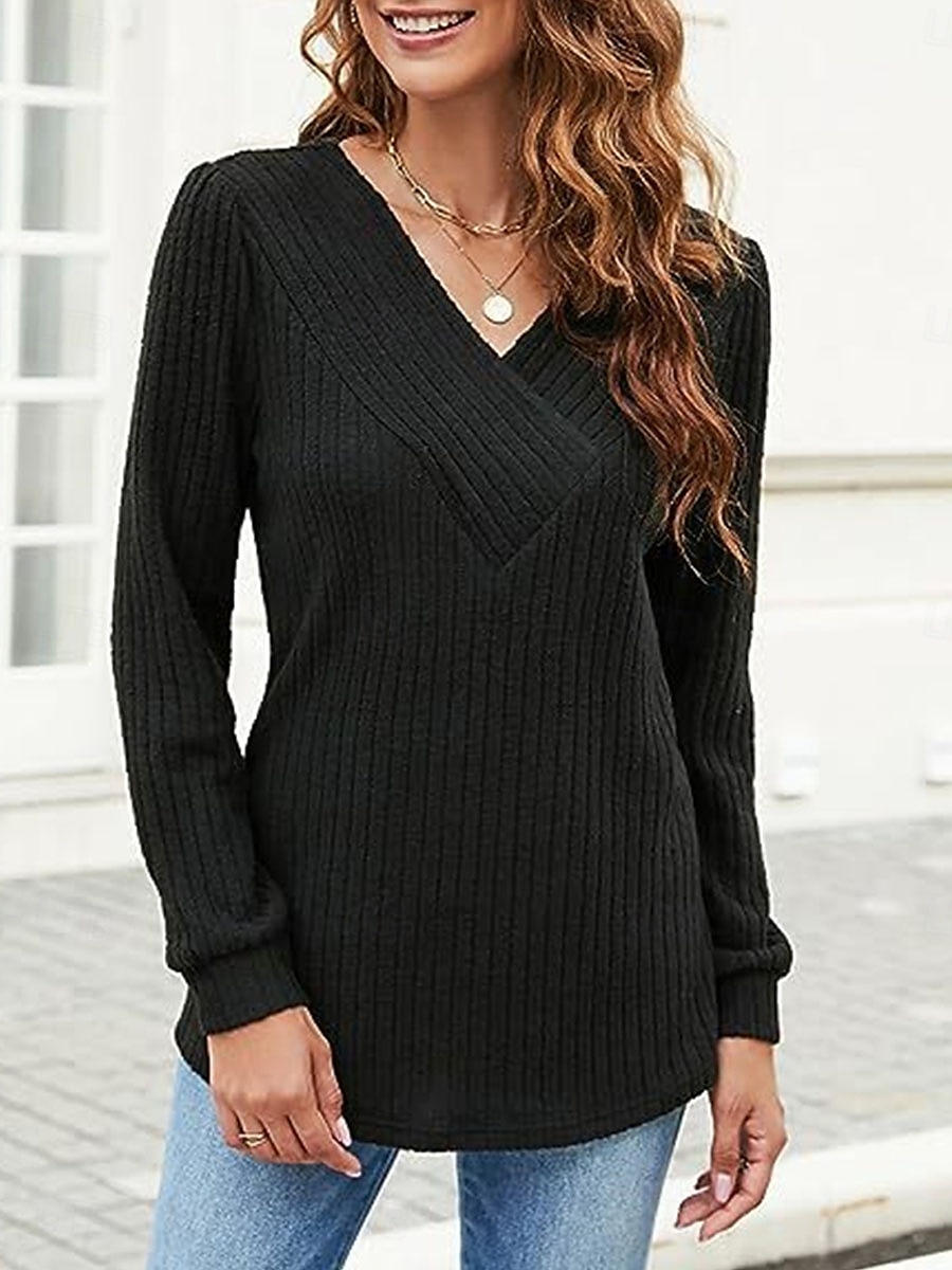 Femme Pull Chandail Pull Décontractées Flexible Couleur monochrome A côtes Col V Tricoté manche longue Hauts réguliers Tricoter Extérieur du quotidien Fin de semaine Noir Fuchsia Automne Hiver de 2025 ? $28.99 –P7