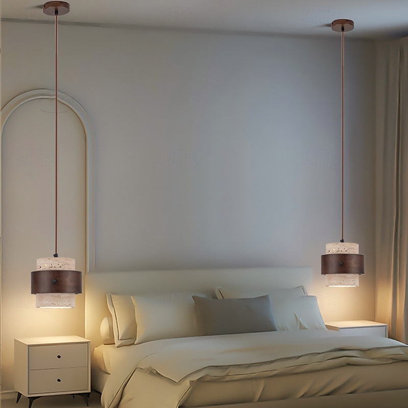 lampada a sospensione wabi-sabi lampada a sospensione da comodino lampada a sospensione rotonda in travertino lampada a sospensione retrò del 2025 a $160.99 –P3