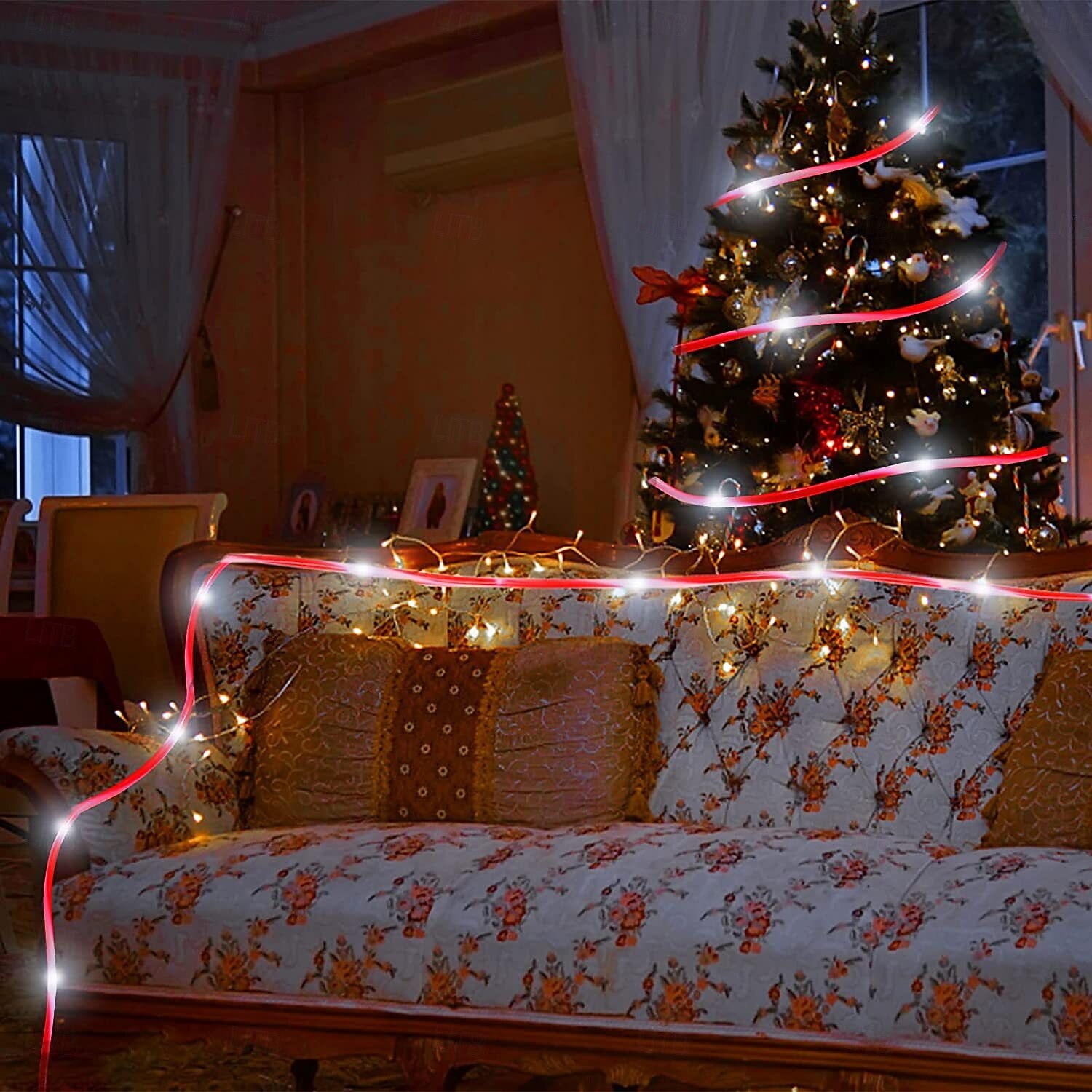Remote Control USB Candy Color Peppermint Tube Christmas String Lights, 5m 50 LEDs - 8 Modes Waterproof Indoor/Outdoor Holiday Decoration for Tree, Garden, New Year Party 2025 - $17.49 –P4