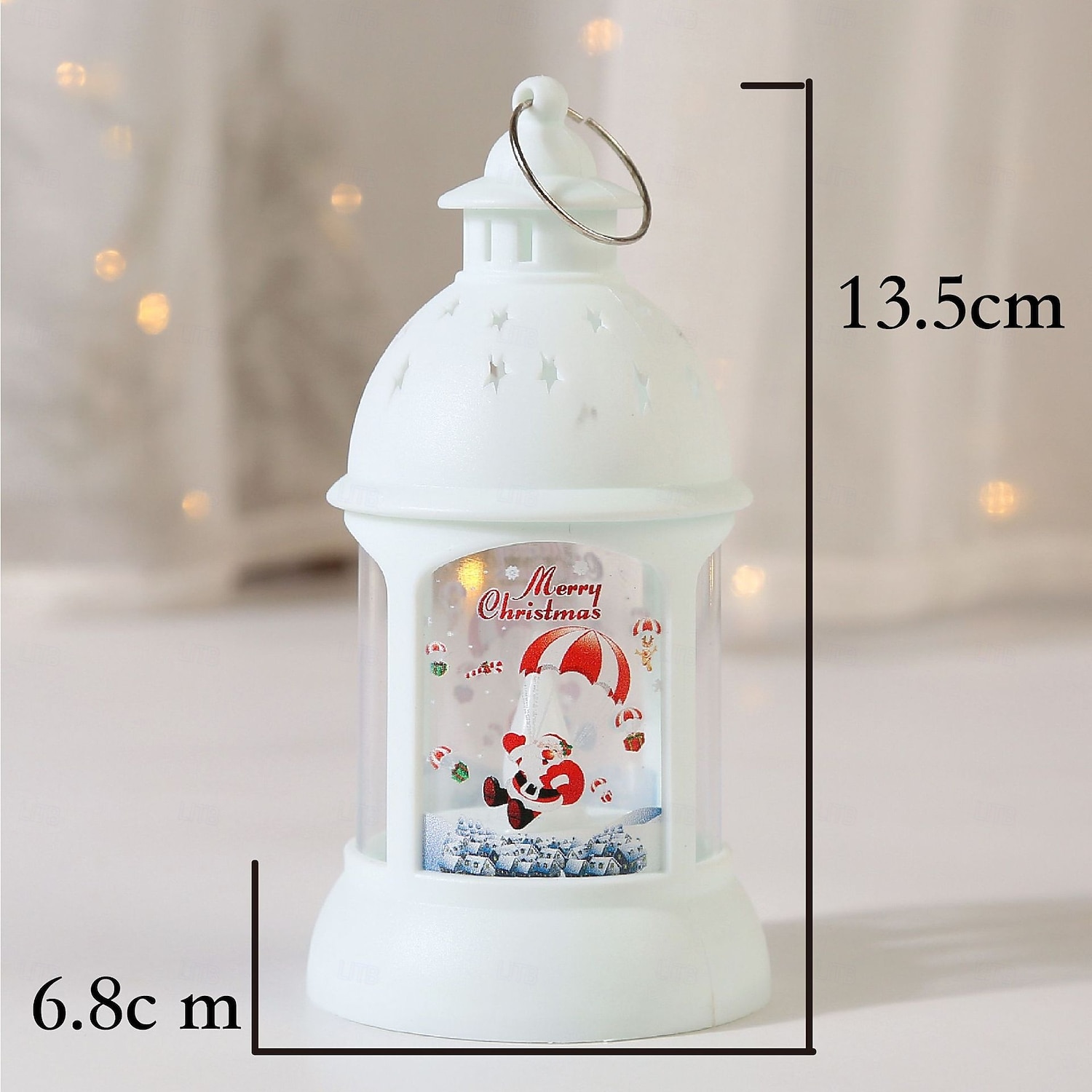 jul retro slott led levande ljus, batteridriven tomte  & snögubbe lykta festlig inredning för jul, nyår  & träd prydnad 2025 - $9.49 –P1