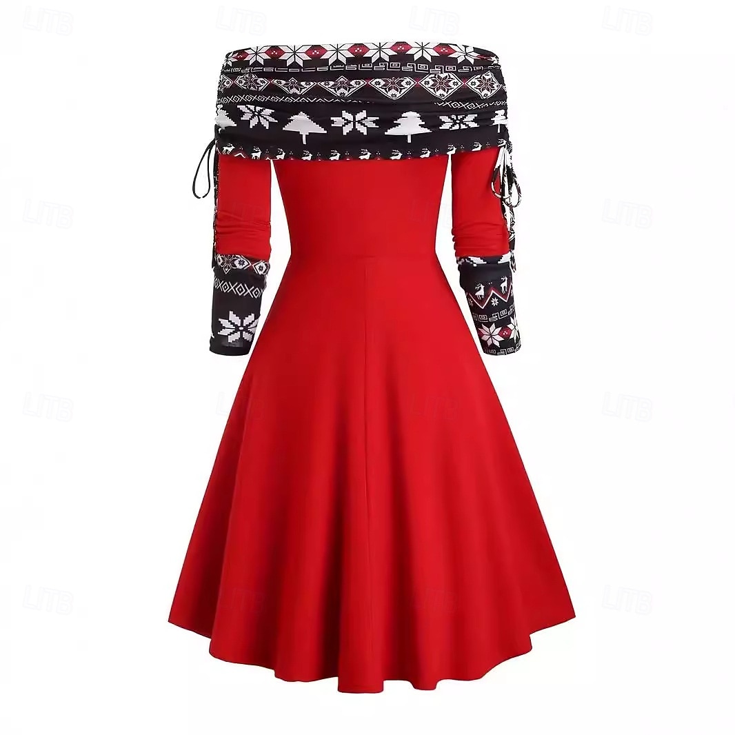 Schneeflocke Flapper Kleid Cocktailkleid Party Kleid Damen Elegant Dame Schulterfrei Erwachsene Weihnachten Neujahr Heiligabend Weihnachten Party Kleid 2025 - $35.99 –P2
