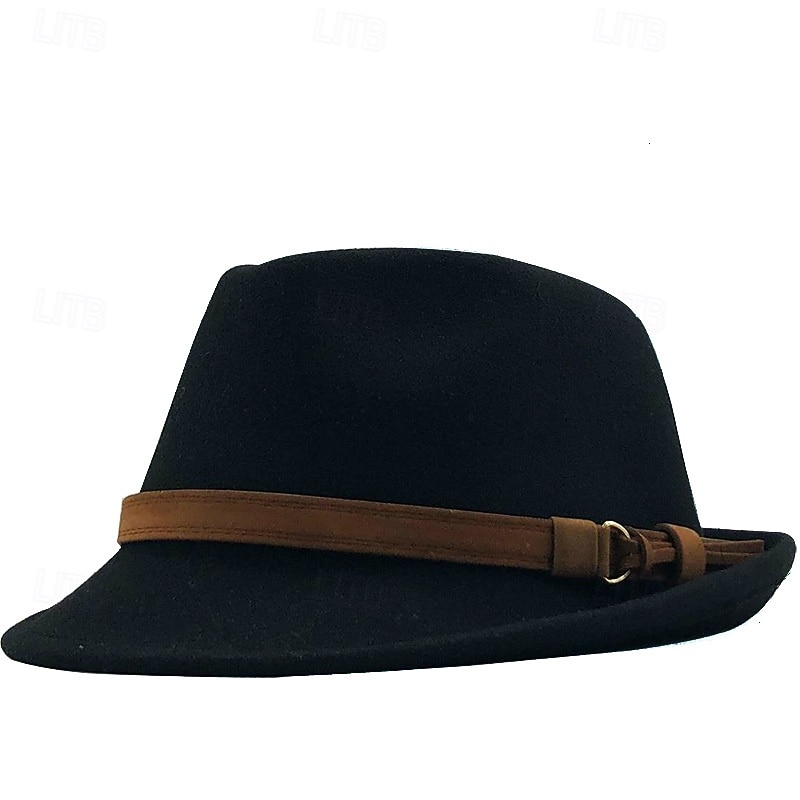 Men's Sun Hat Cowboy Hat Panama Hat Fedora Trilby Hat Black Wine Woolen Vintage Style Fashion 18th Century State of Texas Daily Theme Party Solid / Plain Color Sunscreen Cosplay 2026 - $13.49 –P3