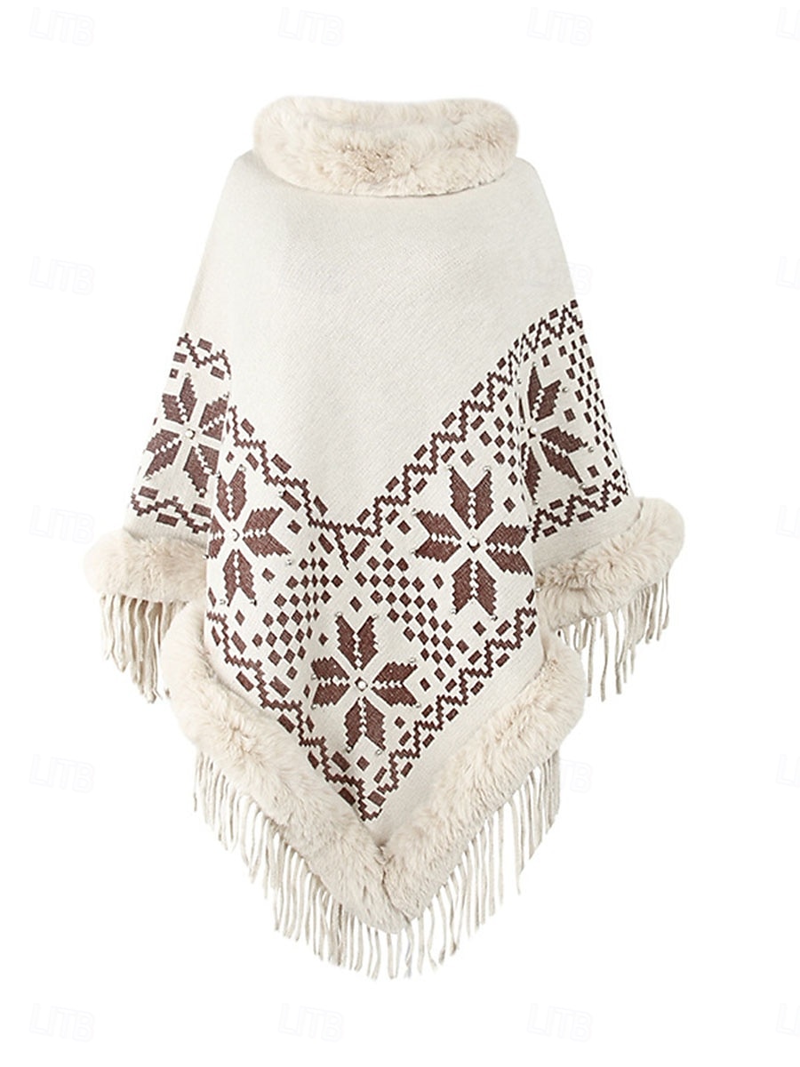 Per donna Felpa Pullover Maglione Coprispalle Informale Morbido Rombi A coste A collo alto Nappa Lavorato a maglia Bordo in pelliccia sintetica Manica a 3/4 Maglie lunghe Maglia Esterno Giornaliero del 2025 a $34.99 –P3