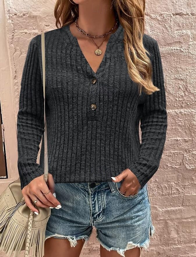 Femme Tunique Couleur unie Mode Décontractées manche longue Col Ras du Cou Hauts réguliers du quotidien Noir Vin Marron clair Gris Printemps Automne de 2025 ? $29.99 –P1