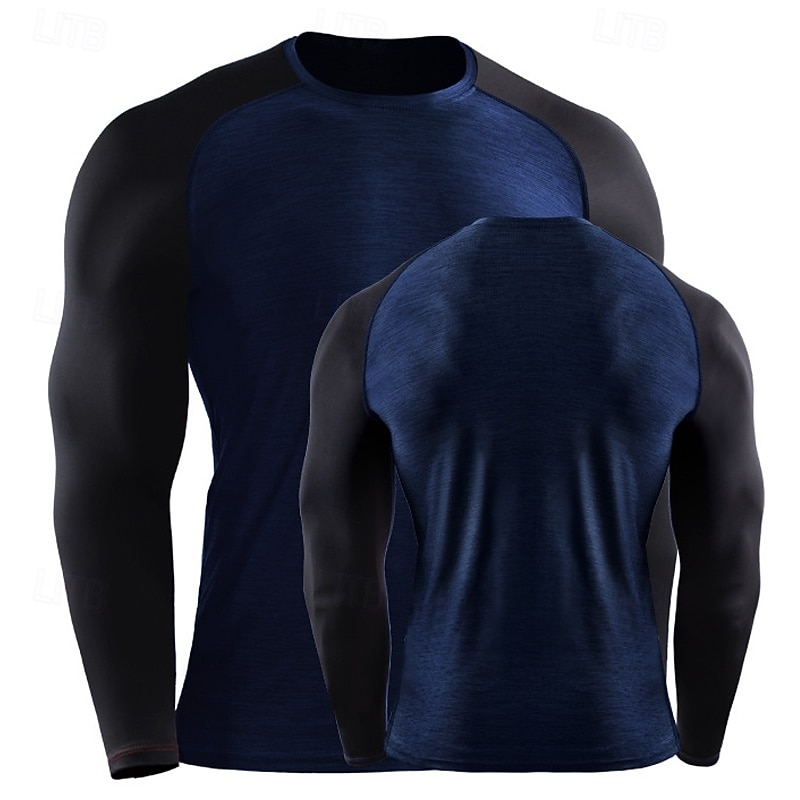Men's Color Block Running T-Shirt Spring Fall Long Sleeve Casual Athleisure Quick Dry Breathable Gym Workout Running Walking Jogging Red Dark Navy Sage Sportswear Activewear 2026 - $21.99 –P11