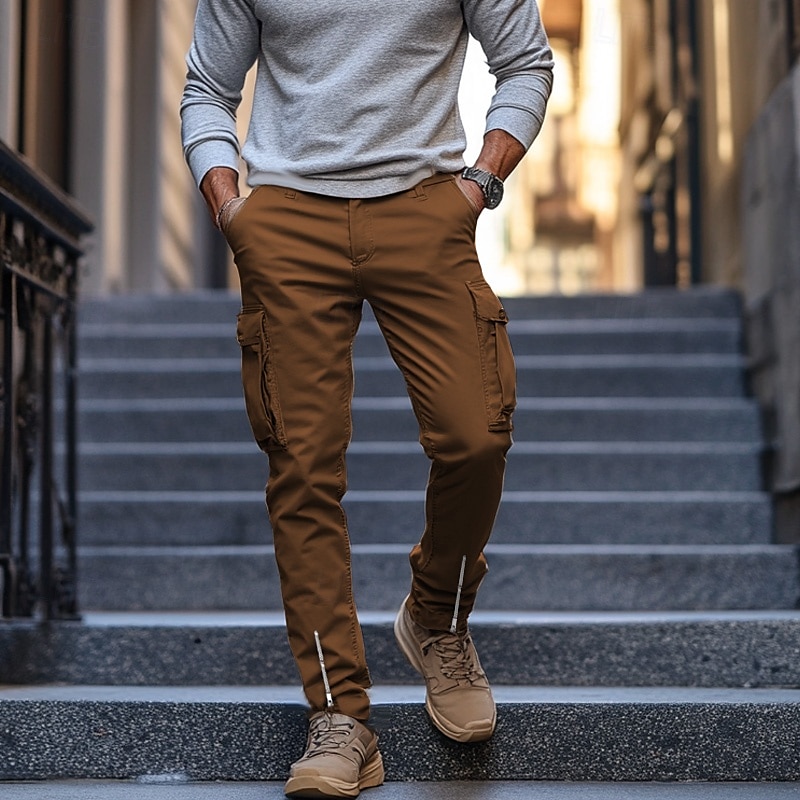 Per uomo Pantaloni cargo Pantaloni Pantaloni casual Cerniera Tasche Liscio Comfort Traspirante Lunghezza intera Informale Giornaliero Per eventi Di tendenza Streetwear Nero Bianco Media elasticità del 2025 a $30.99 –P2