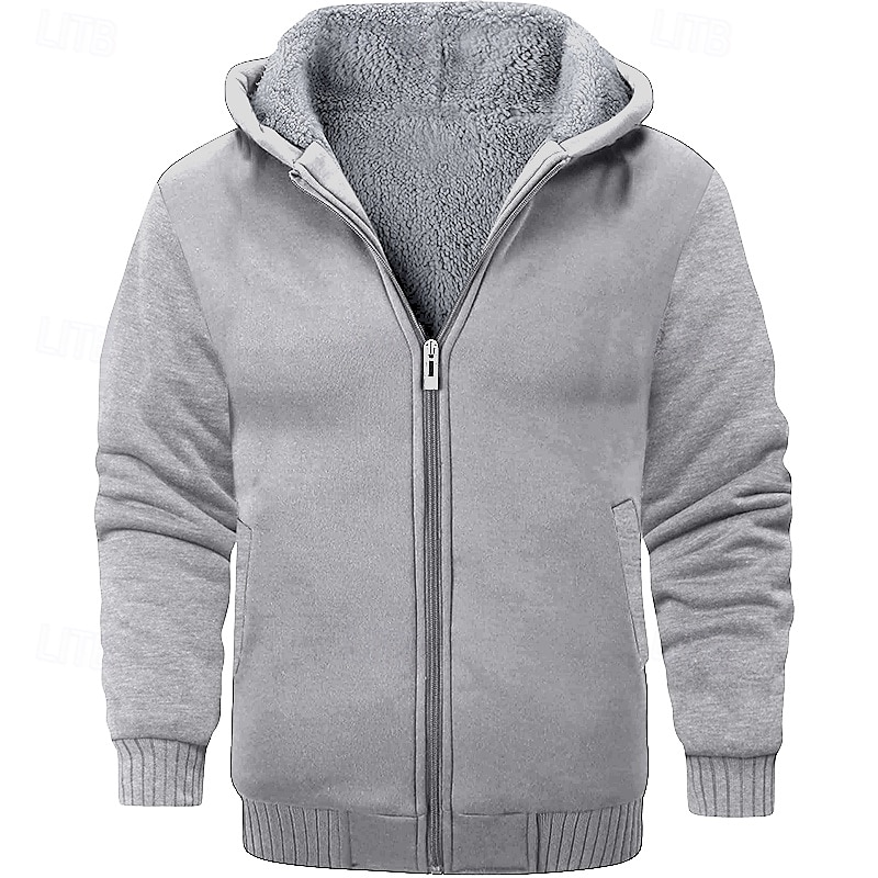 Per uomo Felpa con cappuccio Felpa con cappuccio a zip intera Felpa con cappuccio in pile Rosso bordeaux Nero Rosso Blu marino Grigio chiaro Con cappuccio Liscio Sportivo Giornaliero Per eventi del 2025 a $37.99 –P4