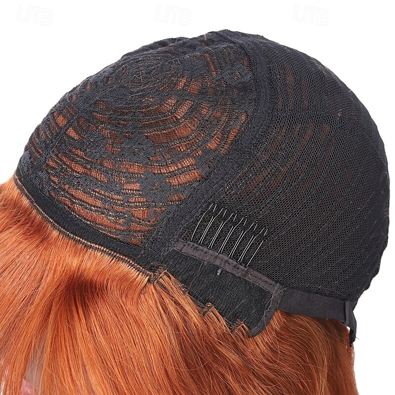 ginger# parrucca di capelli umani parrucca con meccanismo completo parrucca arancione liscia per donne nere del 2025 a $124.99 –P6