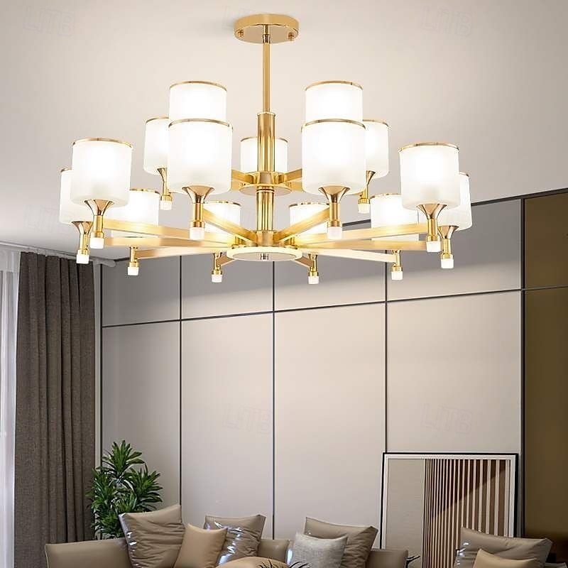 moderne lysekrone taklampe led pendellys moderne innfelt taklampe for spisestue stue svart gylden 6/8/10/15-lys 110-240v 2025 - $208.03 –P17