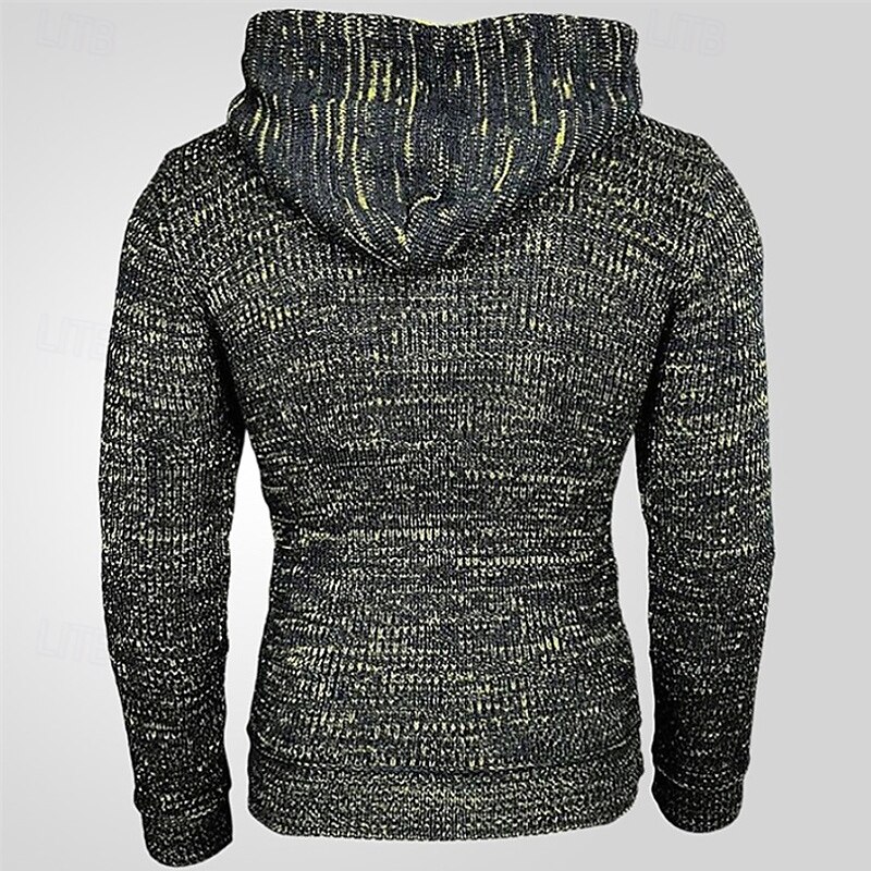 Homme Pull Pull en tricot A côtes Tricoter Normal Demi-zip Tricoté Bloc de couleur Capuche Mode basique Usage quotidien Rendez-vous Vêtement Tenue Automne hiver Noir Jaune S M L de 2025 ? $37.99 –P7