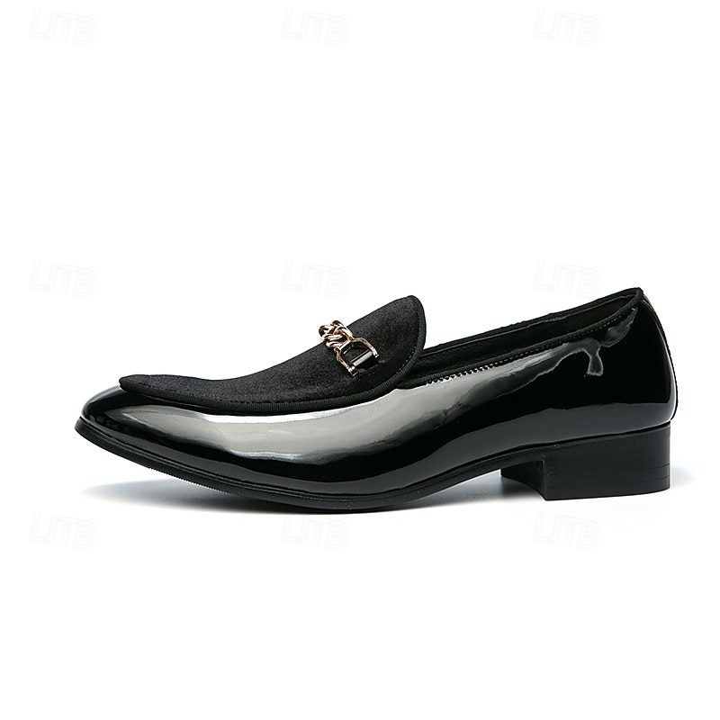 Mocasines de terciopelo burdeos para hombre con detalle de cadena dorada: elegantes zapatos de vestir sin cordones para eventos formales y fiestas 2025 - $46.99 –P5