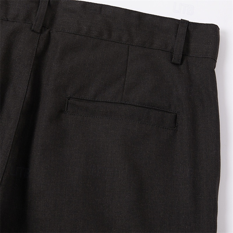 Herr Linne Byxor Långbyxor Sommarbyxor Flera fickor Rakt ben Slät Komfort Andningsfunktion Fullängd Utomhus Dagligen Utekväll Mode Streetwear Svart Vit 2025 - $29.99 –P6