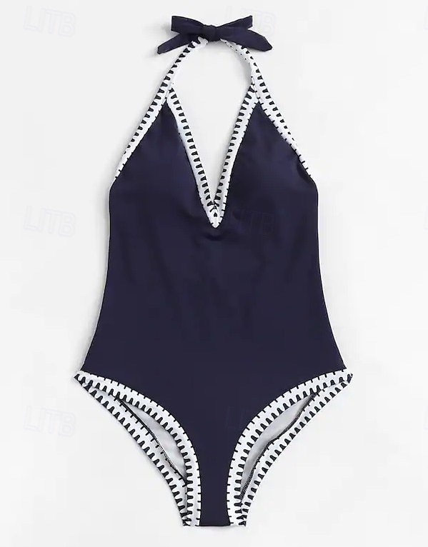 Dame Badetøy Ett stykke Monokini Badedrakt Åpen rygg Lapper Midjekontroll Høy Midje Tynn Ferie Strand Klær Helfarge Grimehals Ermeløs Badedrakter 2025 - $28.99 –P3