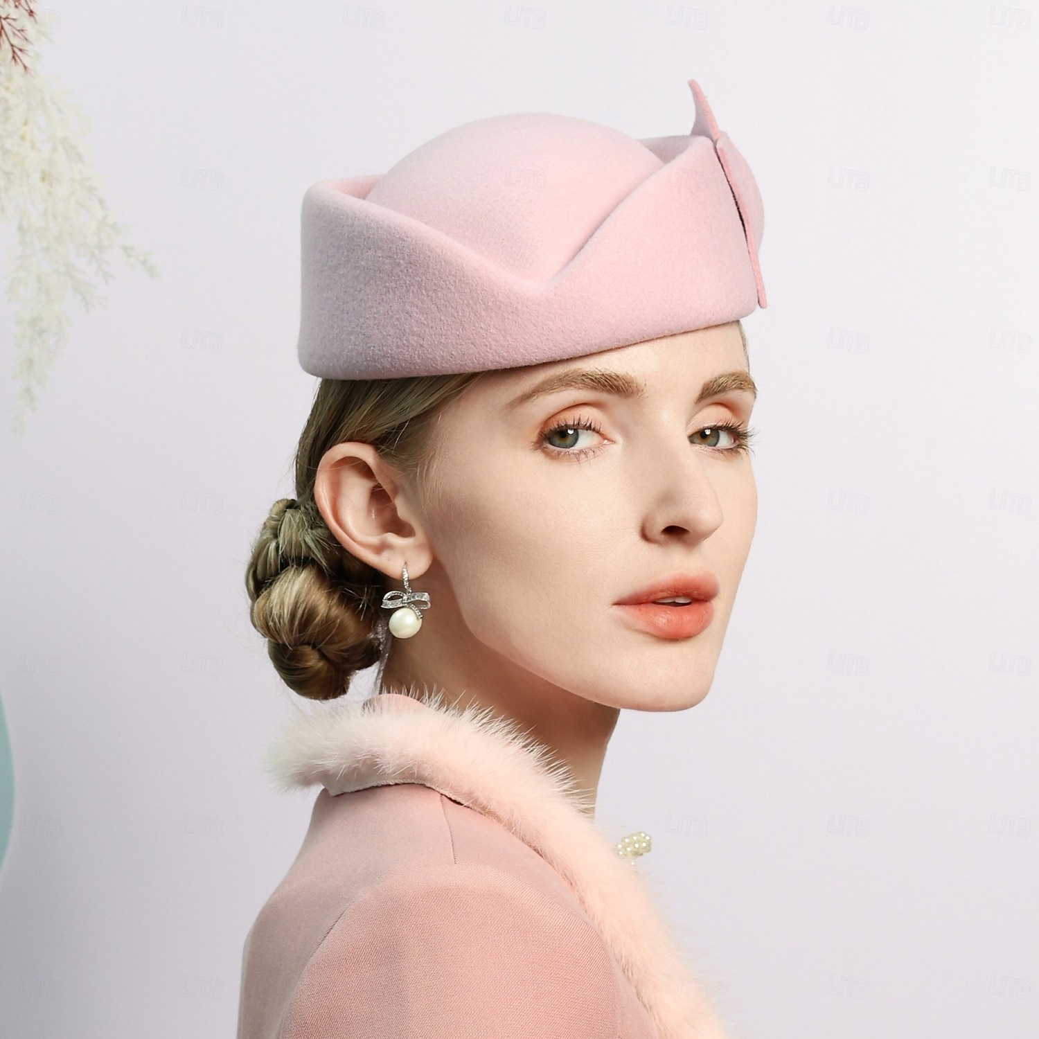 hoed 100% Wol Damesbaret Fedorahoed Bruiloft cocktail Elegant Bruiloft Met Strik Pure Kleur Helm Hoofddeksels 2026 - $49.99 –P6