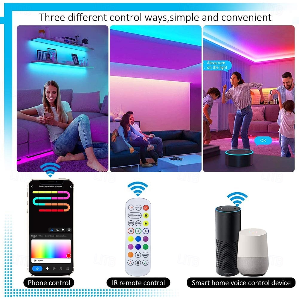 permanente verlichting 16,5-150ft slimme rgbic buiten dakrandverlichting, eeuwigdurende verlichting met tuya wifi app-bediening, ip65 waterdicht, doe-het-zelf programmering, alexa/google compatibel voor kerst- en huisdecoraties 2025 - $70.99 –P3