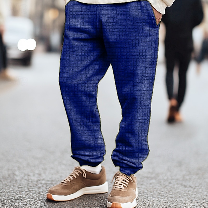 Herren Jogginghose Trainingshose Jogginghose Jogger Hose Hosen Waffelhose Tasche Glatt Weich Draussen In voller Länge Casual Täglich Wochenende Sport Modisch Schwarz Blau Mikro-elastisch 2025 - $23.99 –P5