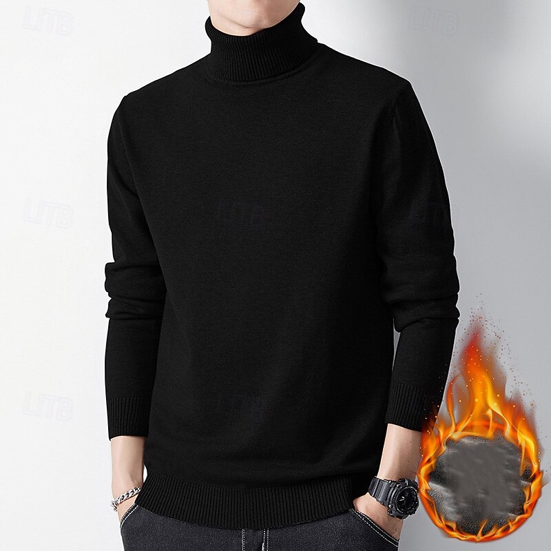 Herren Pullover Strickpullover Rollkragenpullover für Herren Gerippt Stricken Standard Strick Glatt Rollkragen Modisch Brautkleider schlicht Freizeitskleidung Verabredung Bekleidung Herbst Winter 2025 - $15.49 –P5