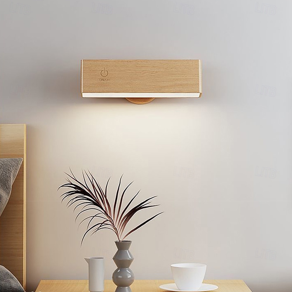 Nordic Wood Wall Lamp, 360° Rotating Dimmable Wall Sconce with Touchable Magnetic Cordless Mount for Bedroom & Reading 2025 - $50.99 –P1