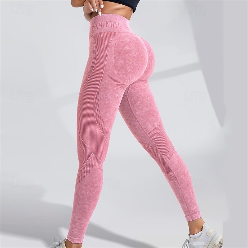 Mujer Pantalones de yoga Mallas Leggings de Yoga Levantamiento de tope Control de barriga Alta cintura Pilates Entrenamiento de gimnasio Rutina de ejercicio Mallas Leggings Color sólido Negro Rosa 2025 - $18.99 –P6