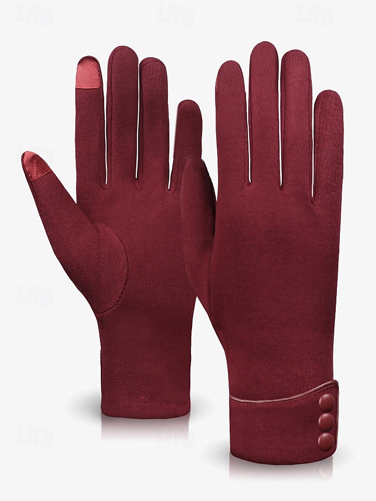 Schwarze Touchscreen-Winterhandschuhe für Damen mit Knopfmanschette – warme und stylische SMS-Handschuhe für kaltes Wetter 2025 - $11.99 –P1