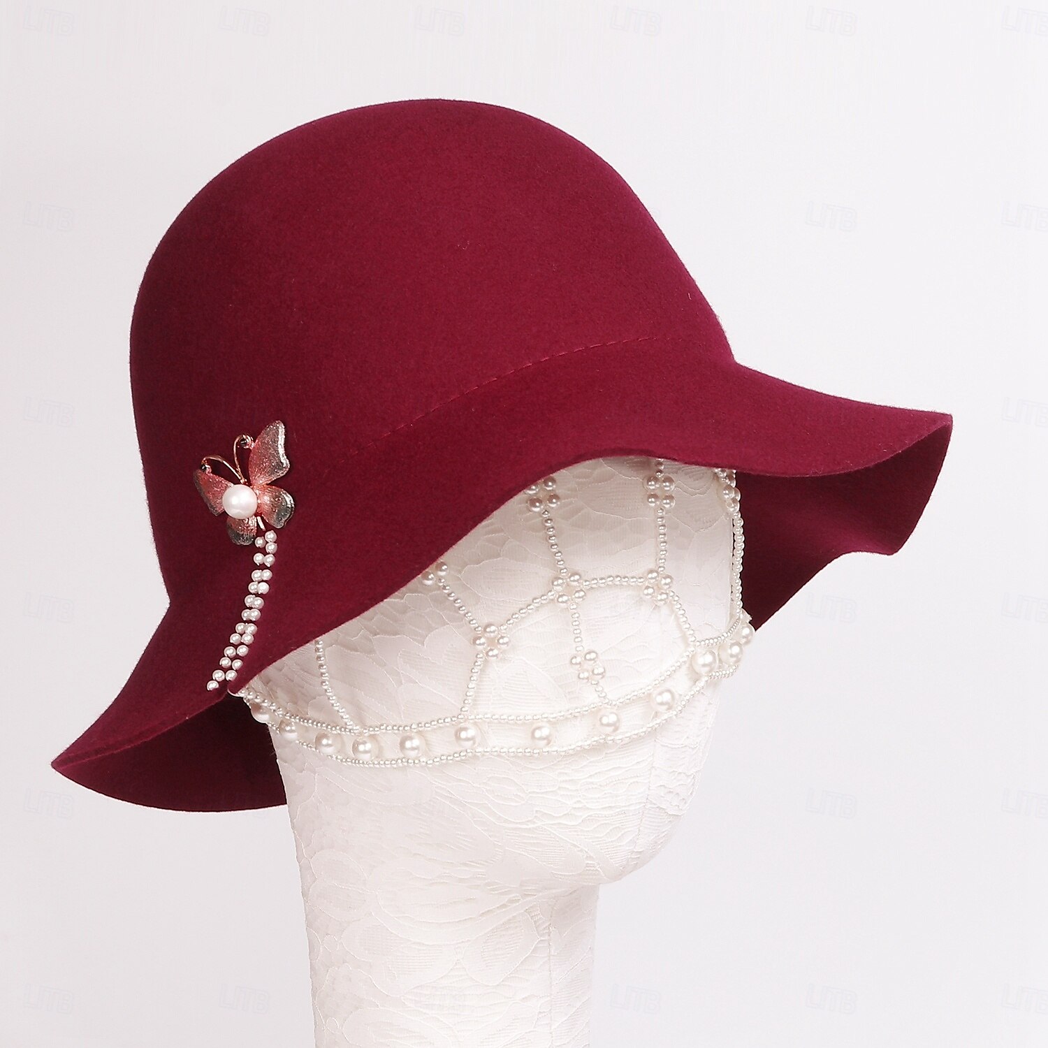 klobouky 100% vlna buřinka / cloche klobouk kbelík klobouk fedora klobouk svatební čajový dýchánek elegantní britský s umělou perlou čepice pokrývka hlavy 2025 - $30.99 –P14