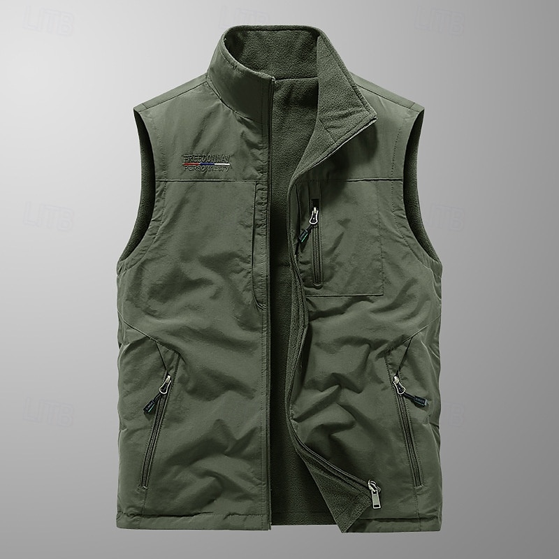 Men's Hiking Vest Hiking Fleece Vest Sleeveless Vest Outdoor Thermal Warm Fleece Lining Comfortable Winter Pocket Polyester Black Army Green Khaki Hunting Fishing Climbing 2025 - $28.99 –P13