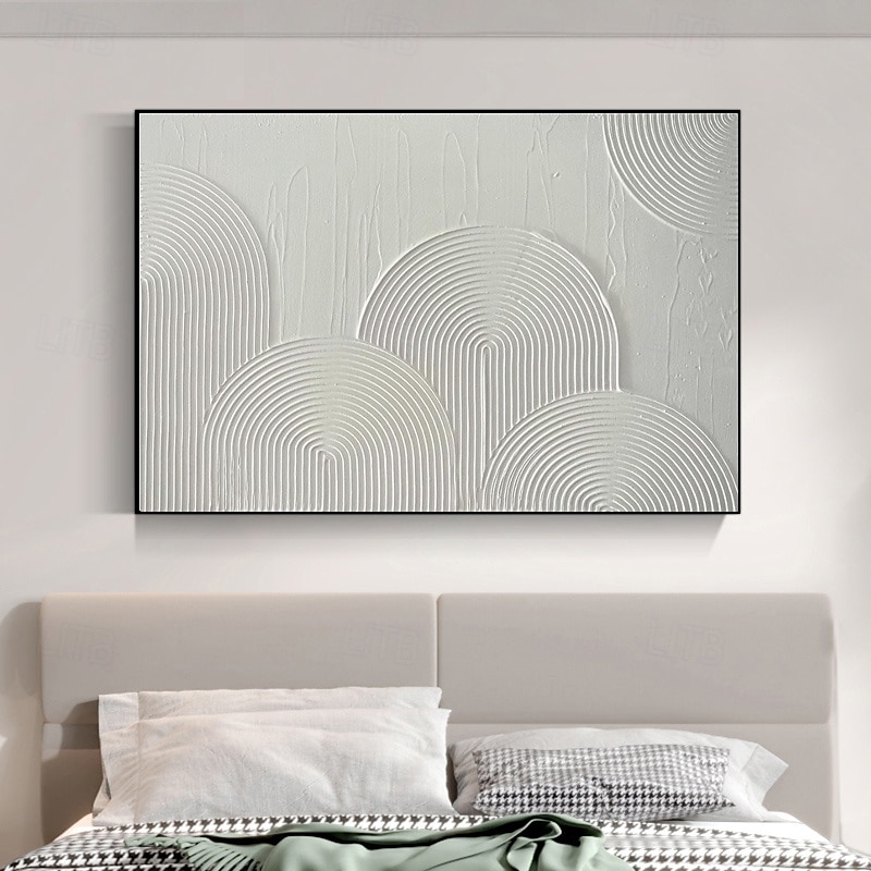 peinture sur toile texturée en arc peinte à la main art mural minimaliste en toile blanche art mural moderne texturé toile arc-en-ciel minimaliste cadre de décoration pour la maison prêt à accrocher de 2025 ? $158.99 –P1