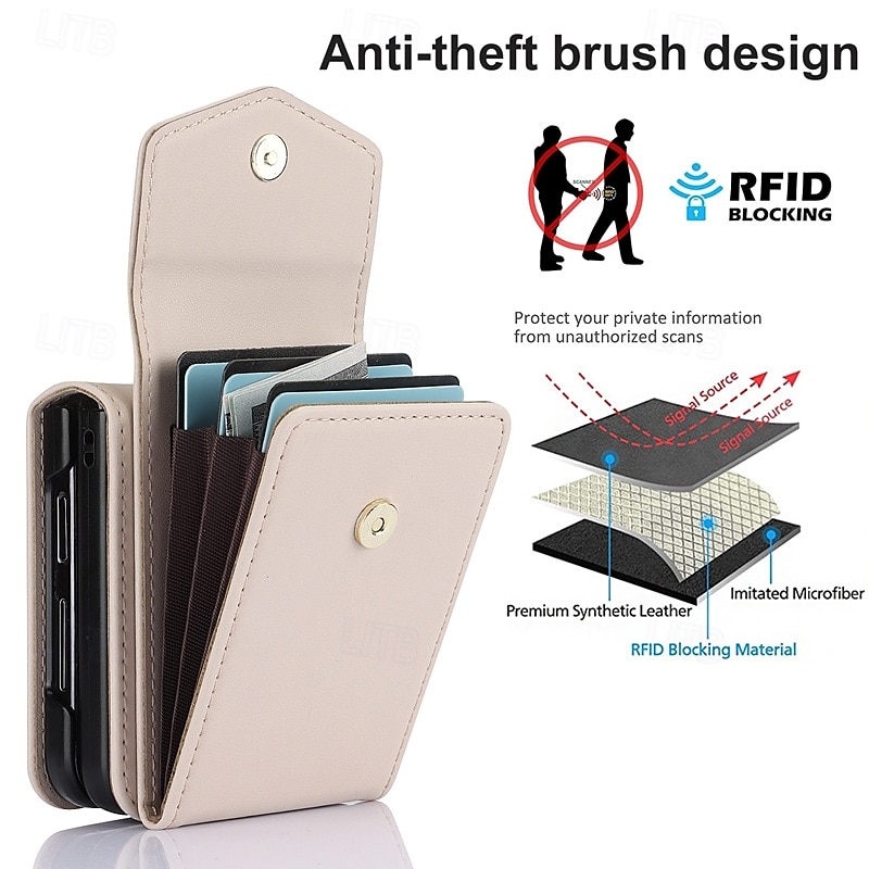 Phone Case For Z Flip 6 Z Flip 5 Z Flip 4 Z Flip 3 Back Cover with Stand Holder with Lanyard Card Slot Retro TPU PU Leather 2025 - $23.99 –P3