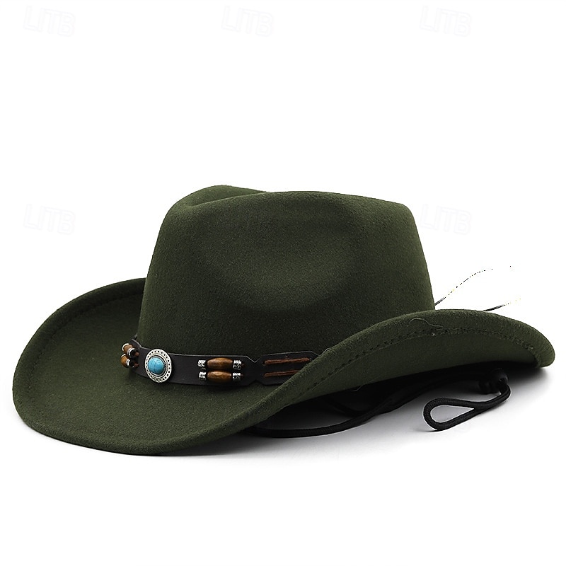 Férfi Kentucky Derby Hat Szalmakalap Cowboy kalap Fedora Trilby kalap Fekete Bor Gyapjú Régies stílus Divat 18. század Texas állam Napi Témakör Egyszínű / Sima szín Fényvédő Szerepjáték 2026 - $20.99 –P6