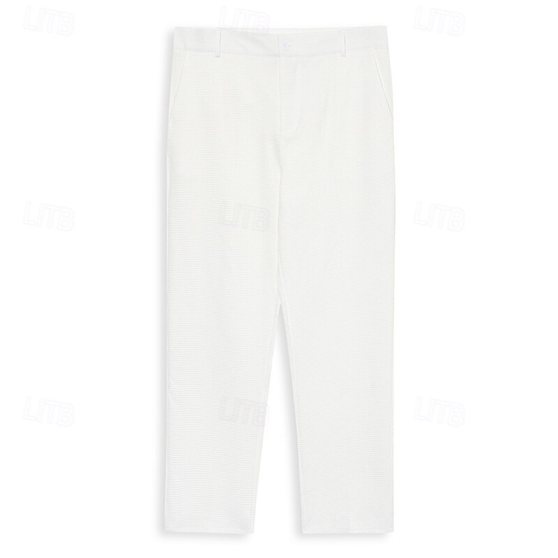 Hombre pantalones de traje Pantalones Pantalones de traje Pantalones de gofres Bolsillo delantero Pierna recta Plano Comodidad Suave Longitud total Boda Exterior Negocio Moda Moderno Negro Blanco 2025 - $29.99 –P5