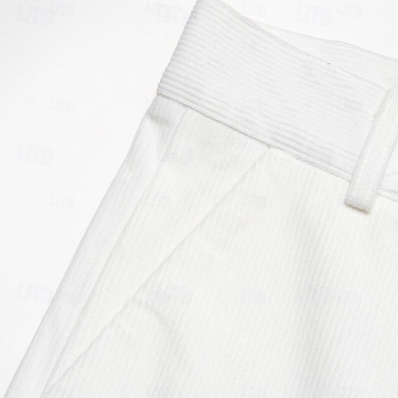 Men's Dress Pants Corduroy Pants Flared Pants Bell Bottom Trousers Pocket Plain Comfort Soft Full Length Party Outdoor Daily Fashion Chic & Modern White Brown 2025 - $22.99 –P9