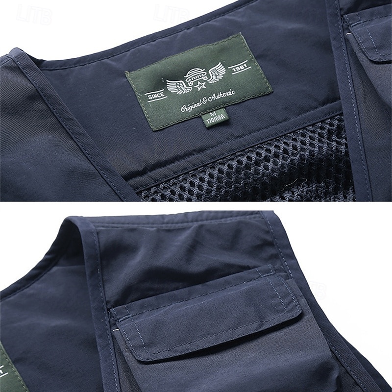 Herren Weste für Wanderer Wander-Fleeceweste Ärmellos Weste Außen Atmungsaktiv Komfortabel Tasche Polyester Dunkelgrau Schwarz Gelb Jagd Angeln Klettern 2025 - $32.99 –P3