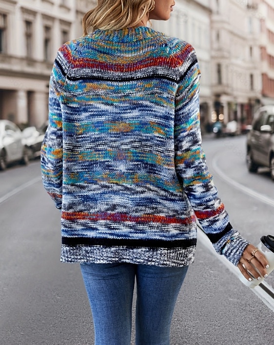 Femme Pull Chandail Gilet Cardigan Décontractées Flexible Rayé A côtes Ouvrir le devant Poche Tricoté manche longue Hauts réguliers Tricoter Extérieur du quotidien Fin de semaine Rouge Bleu Automne de 2025 ? $72.99 –P9