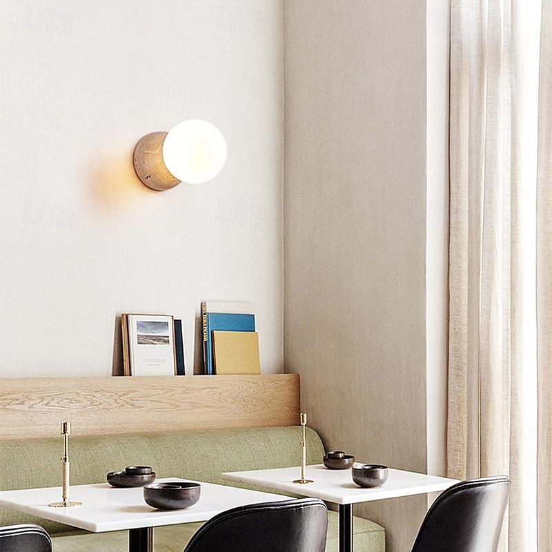 Apliques de pared de estilo japonés wabi-sabi, lámparas de pared con pantalla de vidrio lechoso, luces de pared de piedra 2025 - €59.99 –P9