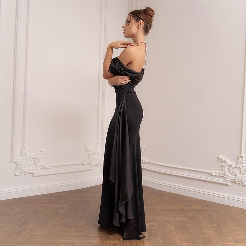 Mermaid Evening Gown Elegant Dress Formal Floor Length Short Sleeve One Shoulder Pocket Satin with Bow(s) 2025 - $111.99 –P6