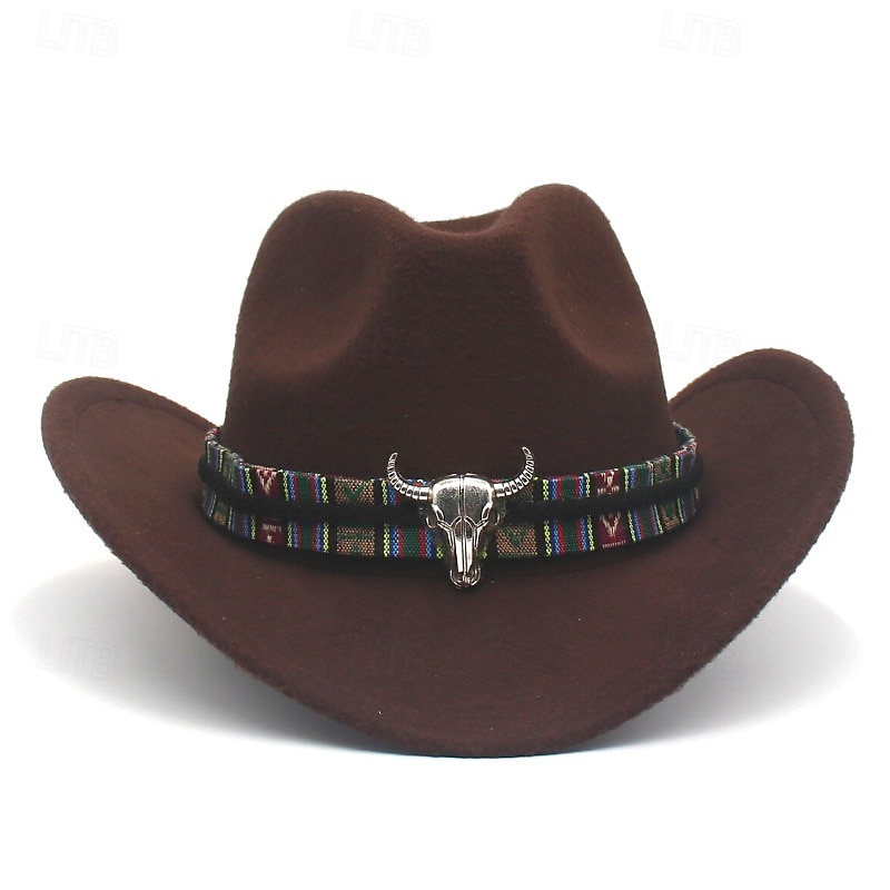 Hombre Sombrero del Derby de Kentucky Sombrero para el sol Sombrero de vaquero Sombrero Fedora Trilby Negro Rojo Algodón / Mezcla de Poliéster Estilo retro Moda siglo 18 estado de texas Diario Fiesta 2025 - $19.99 –P6