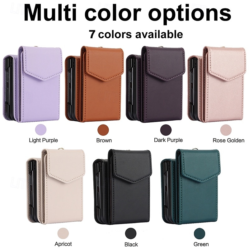 Phone Case For Z Flip 6 Z Flip 5 Z Flip 4 Z Flip 3 Back Cover with Stand Holder with Lanyard Card Slot Retro TPU PU Leather 2025 - $23.99 –P1