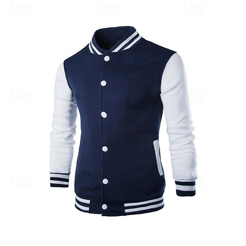 Herren Leichte Jacke Sommerjacke Bomberjacke übergangsjacke Urlaub Alltagskleidung Warm Klassicher Stil Frühling & Herbst Farbblock Komfort Freizeit Stehkragen Hellgrau Wein Schwarz Dunkelmarine Blau 2025 - $29.99 –P2