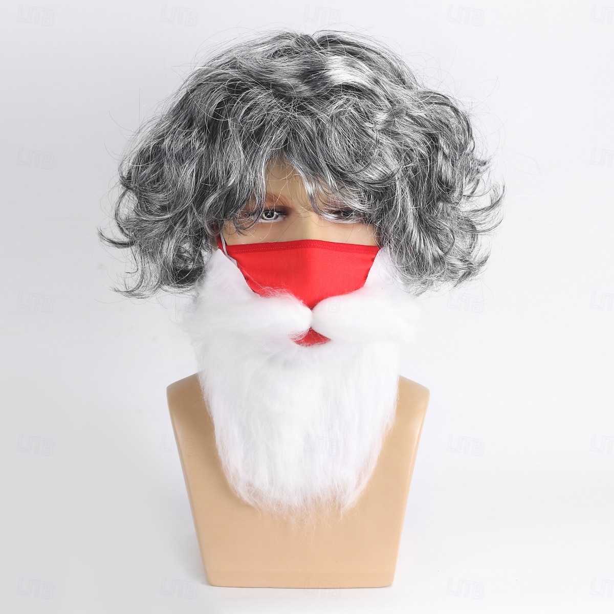 2025年 人工毛ウィッグ カール バング付き 機械製 かつら ショート グレイ 合成 男性用 グレイ  コレクション – $17.49 –P1