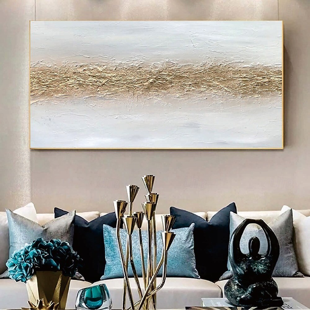 peintures abstraites en or peintes à la main en 3D peinture dorée peinture abstraite en or blanc peinte à la main peinture acrylique blanche et dorée élégante art mural abstrait en or blanc peinture à de 2025 ? $66.99 –P6