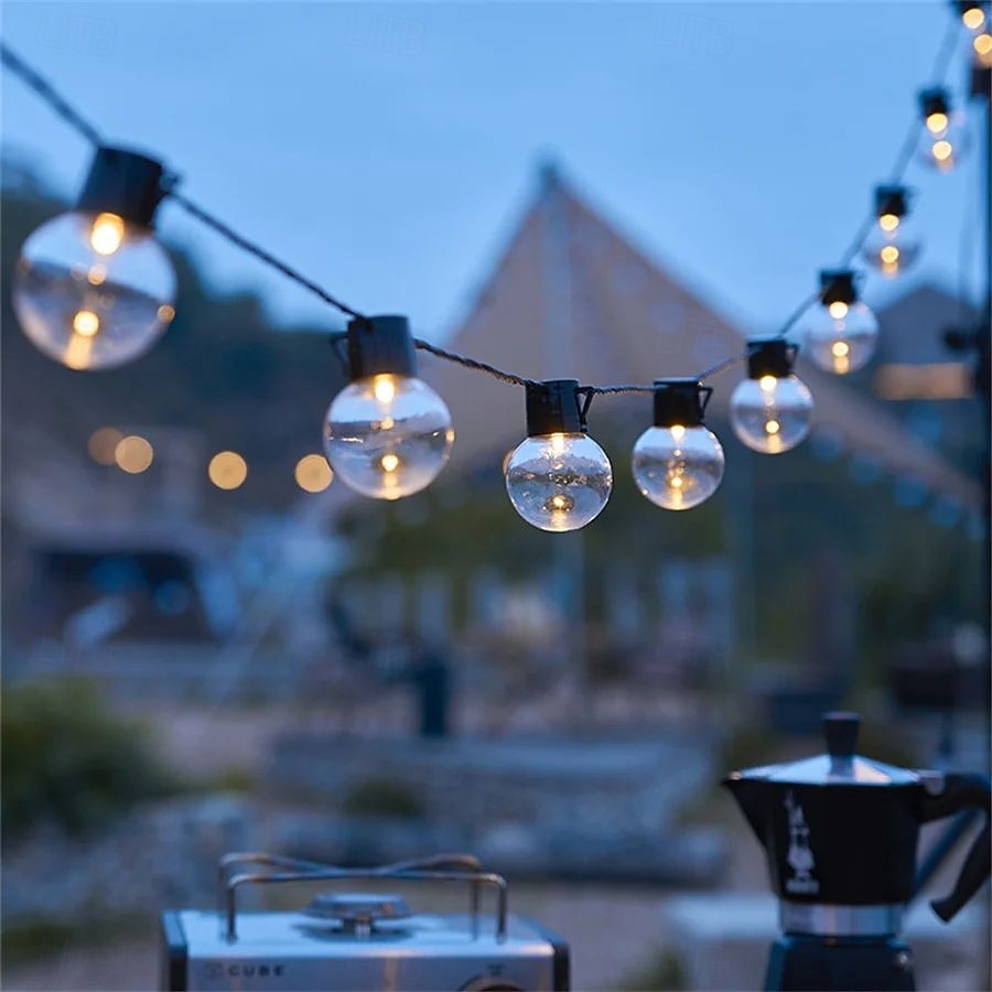solenergi utendørs vanntette g50 pære lysstreng 5m 7m perfekt for jul, bakgård utendørs terrasse camping atmosfære dekorasjon 2025 - $65.99 –P10