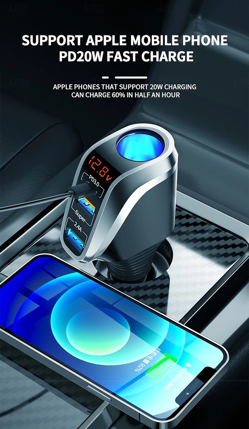 66W Quick Charge Car Cigarette Lighter Charger QC3.0/PD Port Phone Charger Socket DC 12V/24V Universal USB Type Power Adapter 2025 - $35.99 –P7